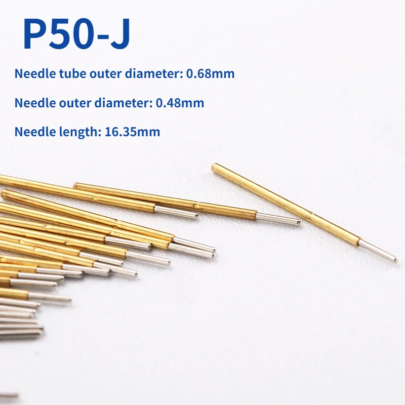 100PCS/bag P50-J Small Round Head Spring Test Pin Needle Tube Outer Diameter 0.68mm Length 16.35mm PCB Special Needle