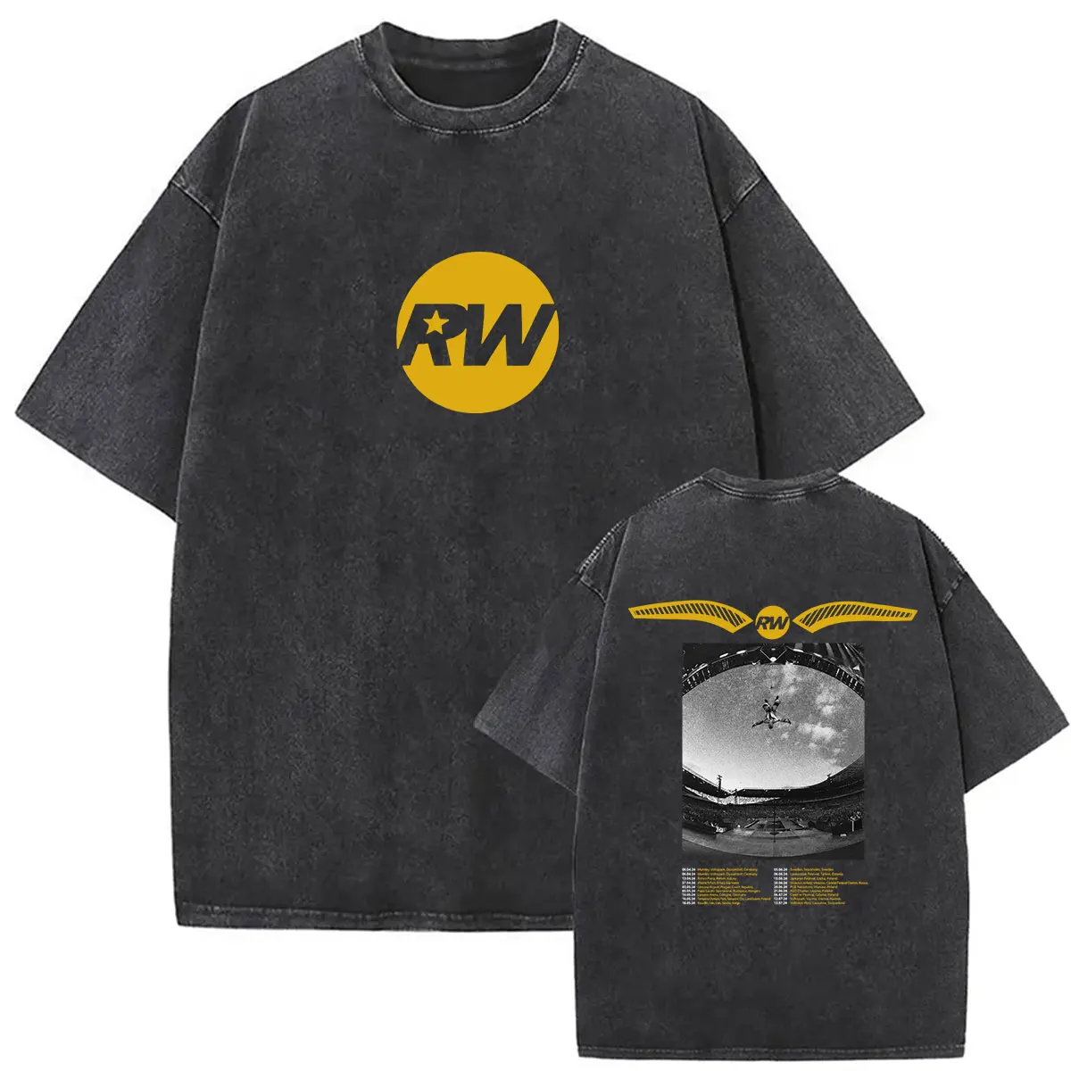 Vintage Washed Robbie Williams BRITPOP Tour 2026 Doppelseitiges T-Shirt Herren Damen Kleidung Mode Hochwertige Baumwoll-T-Shirts – Detail 4