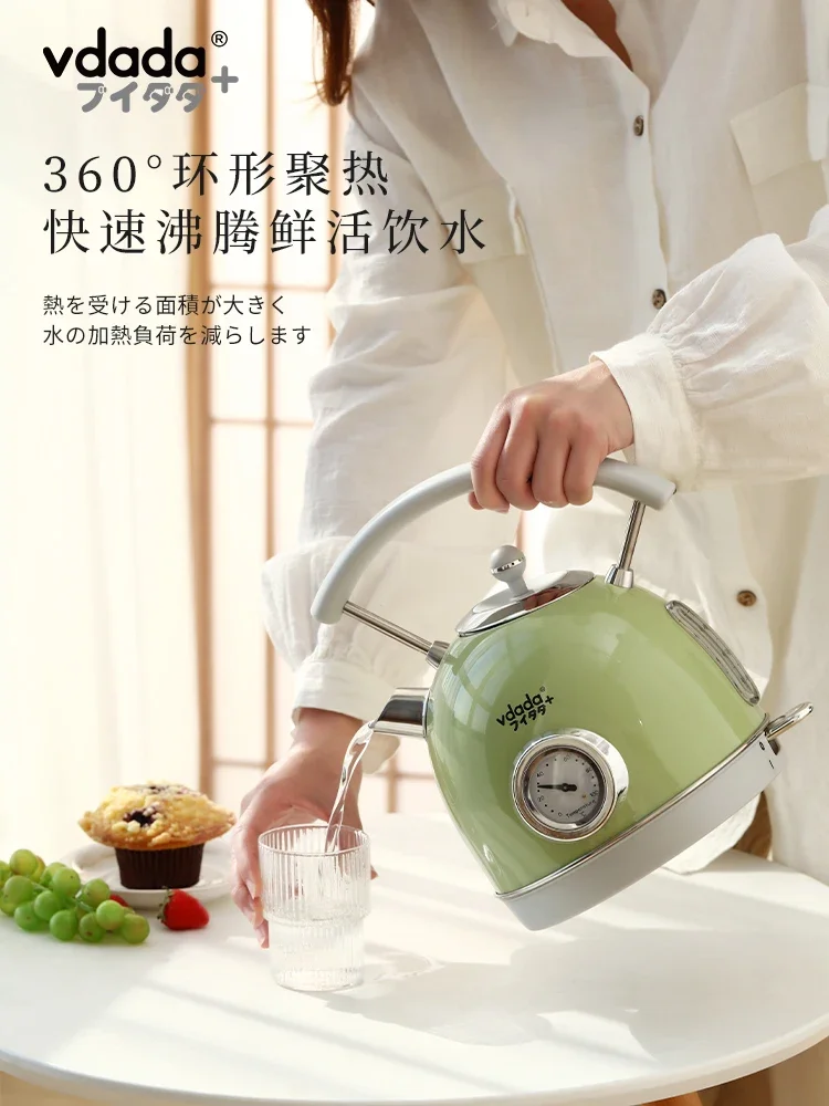 220V Vintage Electric Water Kettle with Large Capacity Stainless Steel Interior