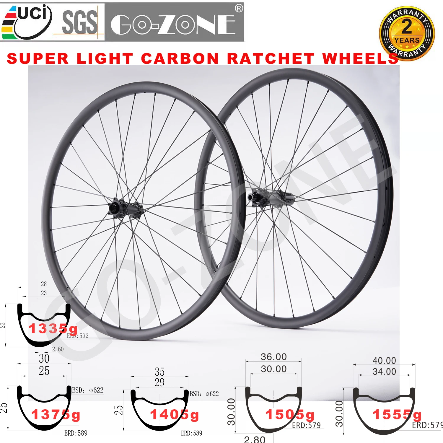 

1335g Super Light 29er MTB Carbon Wheels Tubeless GO-ZONG M335D Ratchet System UCI Approved Mountain Bike Wheelset 29