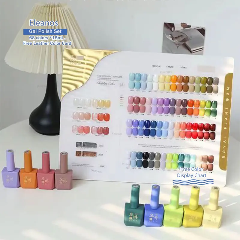 

Eleanuos 68 Color Gel Nail Polish Set With Color Card Nail Art 15ml Whole Set Soak Off UV Gel Nail Salon Exclusive Nail Polish