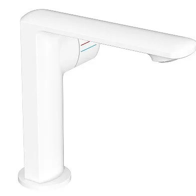 

White, simple, basin, faucet, hot and cold two-in-one, bathroom cabinet.