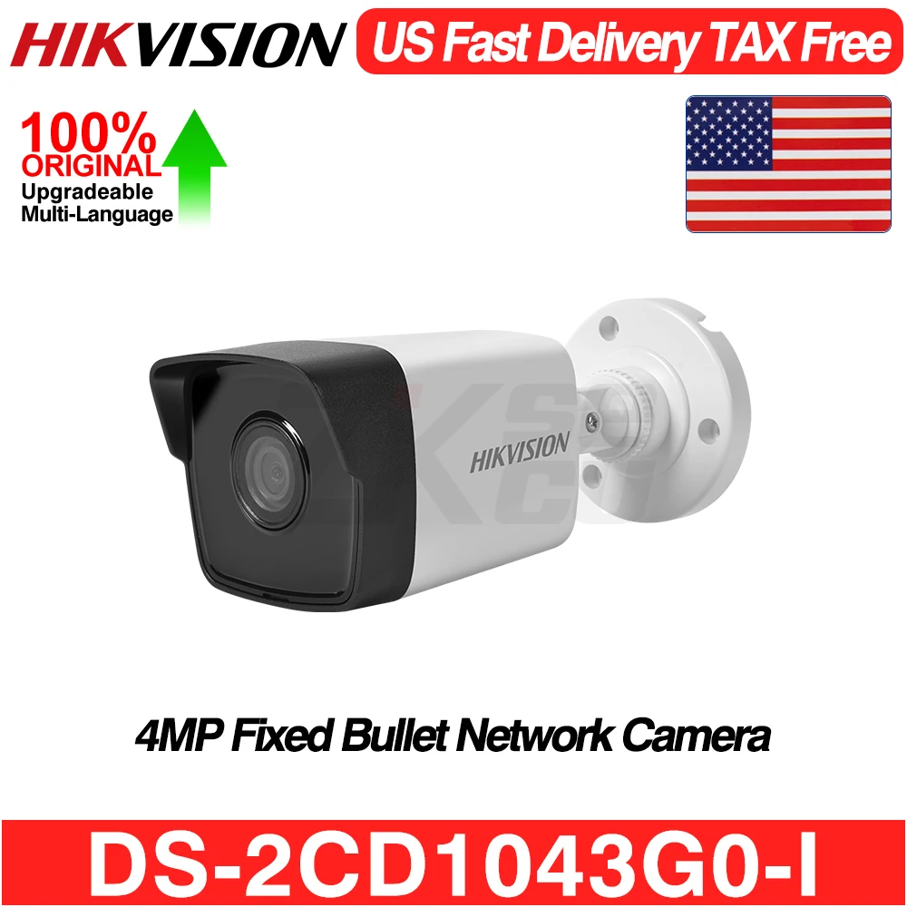 

Hikvision Original 4MP EXIR 2.0 IP Camera DS-2CD1043G0-I H.265+ 30m IR IP67 WDR POE Video Surveillance IPC