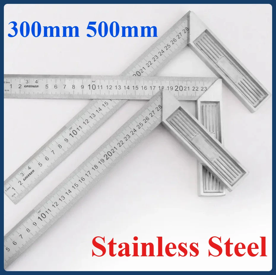 

Stainless steel angle ruler horizontal right angle ruler 90 degree measurement curve ruler 300mm 500mm