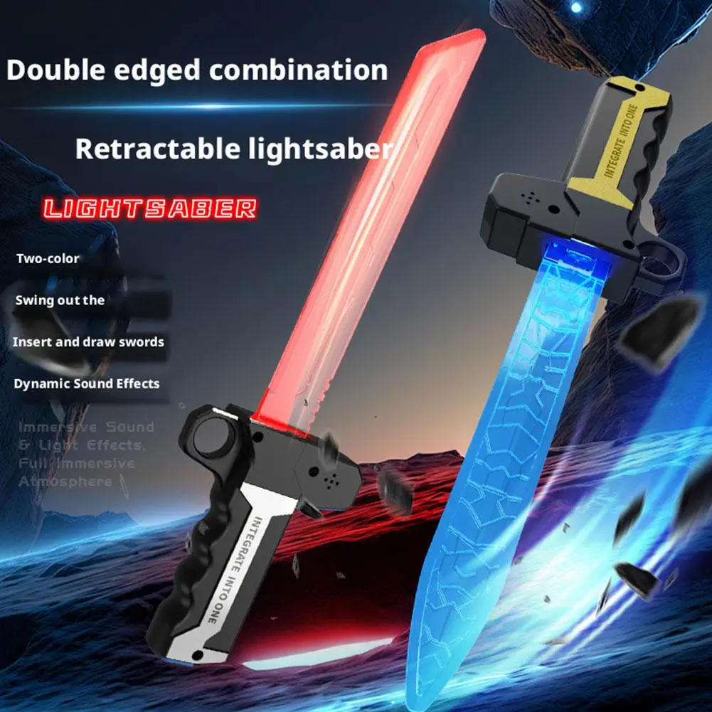

Knife and Sword Games Toys Lightsaber Children's Interactive Sci-fi Glow Gigt Cosplay Toy Props Birthday Sword Dual-Color A2C1