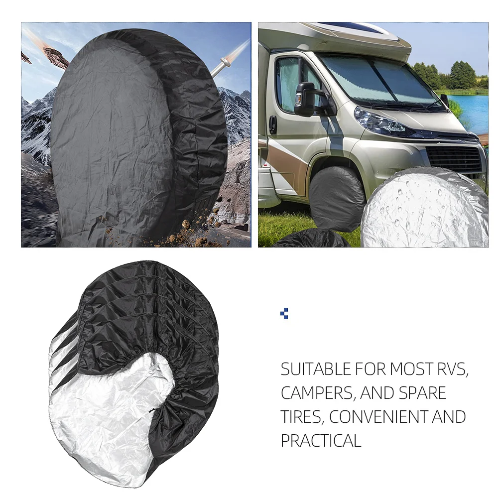 

4pcs Covers Universal Fit for RV Trailer Camper Spare Tire Anti UV Rain Dust Resistant Oxford Cloth Car Wheel Cover