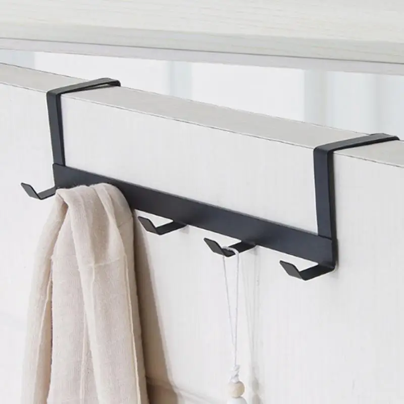 Household Iron Door Back Hook With No Punching Or Marking, Back Style 5-Link Hook, Multifunctional Clothes And Hats Storage Rack