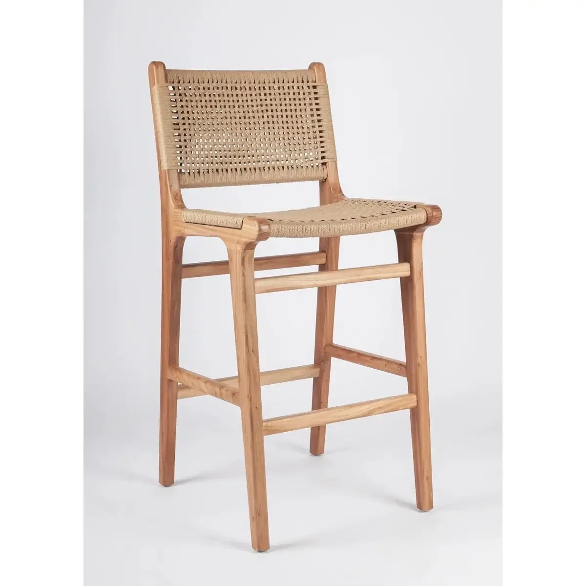 

Creative Solid Wood Hemp Rope Bar Stool Cafe Restaurant High Foot Dining Stool Leisure High Foot Chair Home Backrest Chairs