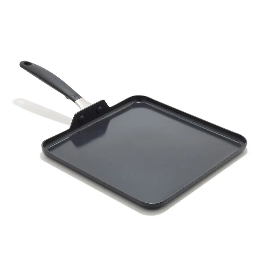 

11 NonStick Every Day Square Griddle, BPAFree Comfort Grip Silicone Handle, Dishwasher amp Oven Safe, PFASFree Ceramic Skillet,