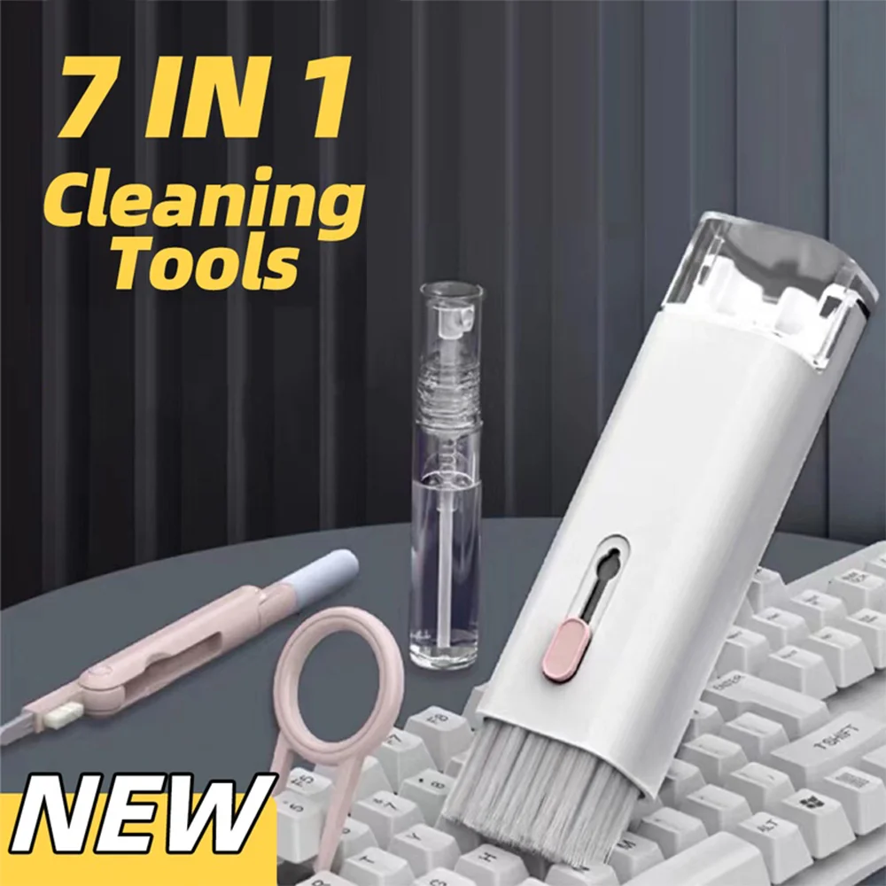 7-in-1 Cleaning Kit For Airpods iPhone Cleaner Brush Earphone Cleaning Pen Computer Keyboard Cleaning Tools Keycap Puller Set