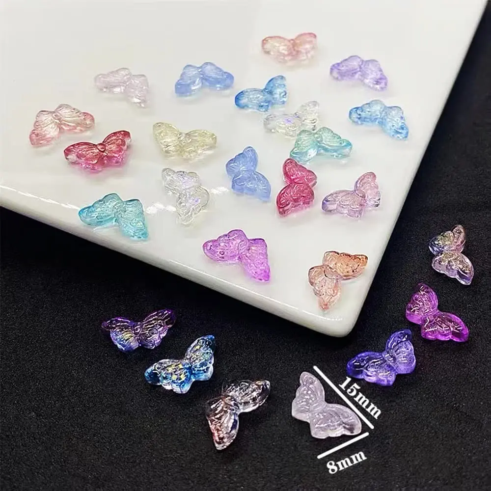 50Pcs Crystal Butterfly Pendants 8x15mm DIY Glass Beads Wing shape Mutil Gradient Color  For Jewelry Making Earings Accessories