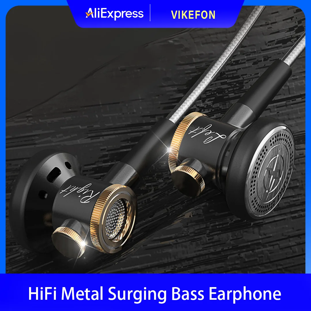 D08 Metall HiFi 3,5mm/Type-C In-Ear-Kopfhörer mit flachem Kopf und Mikrofon, kabelgebunden, klarer Klang, Bass-Headsets für Sport, Musik und Gamer.