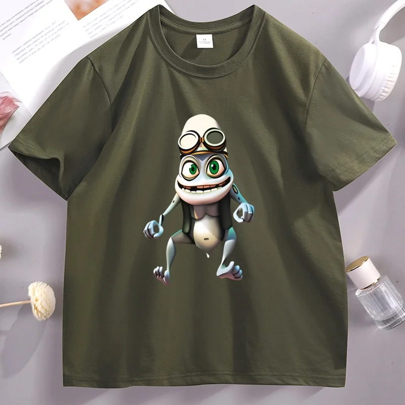 Draw Crazy Frog Graphic T Shirts Funny Men Women Cotton T-shirt Casual Short Sleeve Loose Round Neck Tees Breathable Clothes