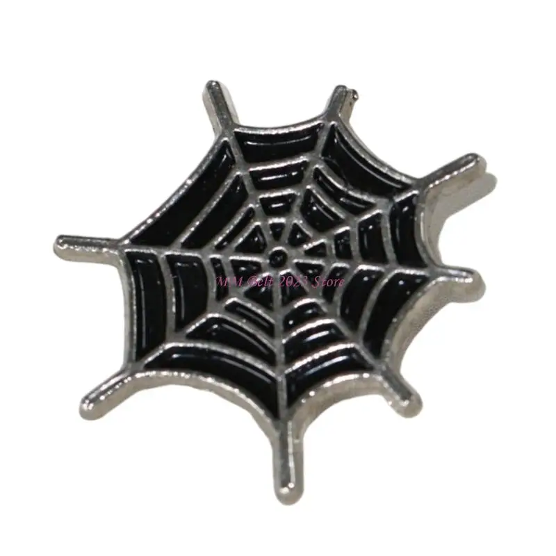 49ME Spiderweb Brooch with Zinc Alloy Construction and Pin Fastening, Decorative Chest Pin for Apparel, Bags, and Festival Looks