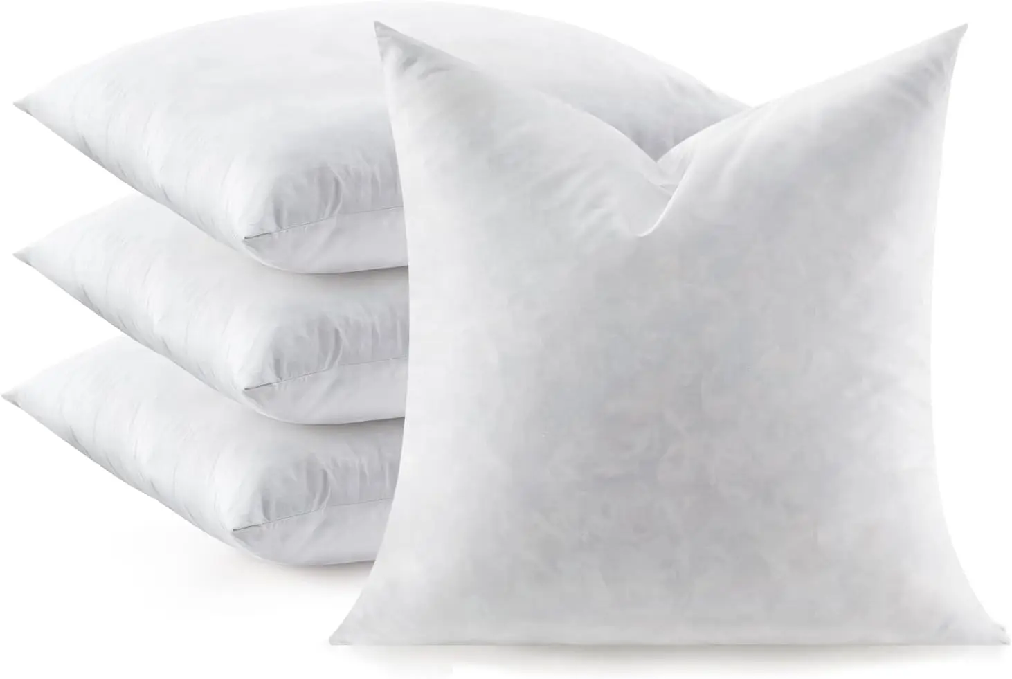 

Soft Fluffy Feather Pillow Inserts Set of 4, 22x22 Inches Square Decorative Cushions for Bed and Couch