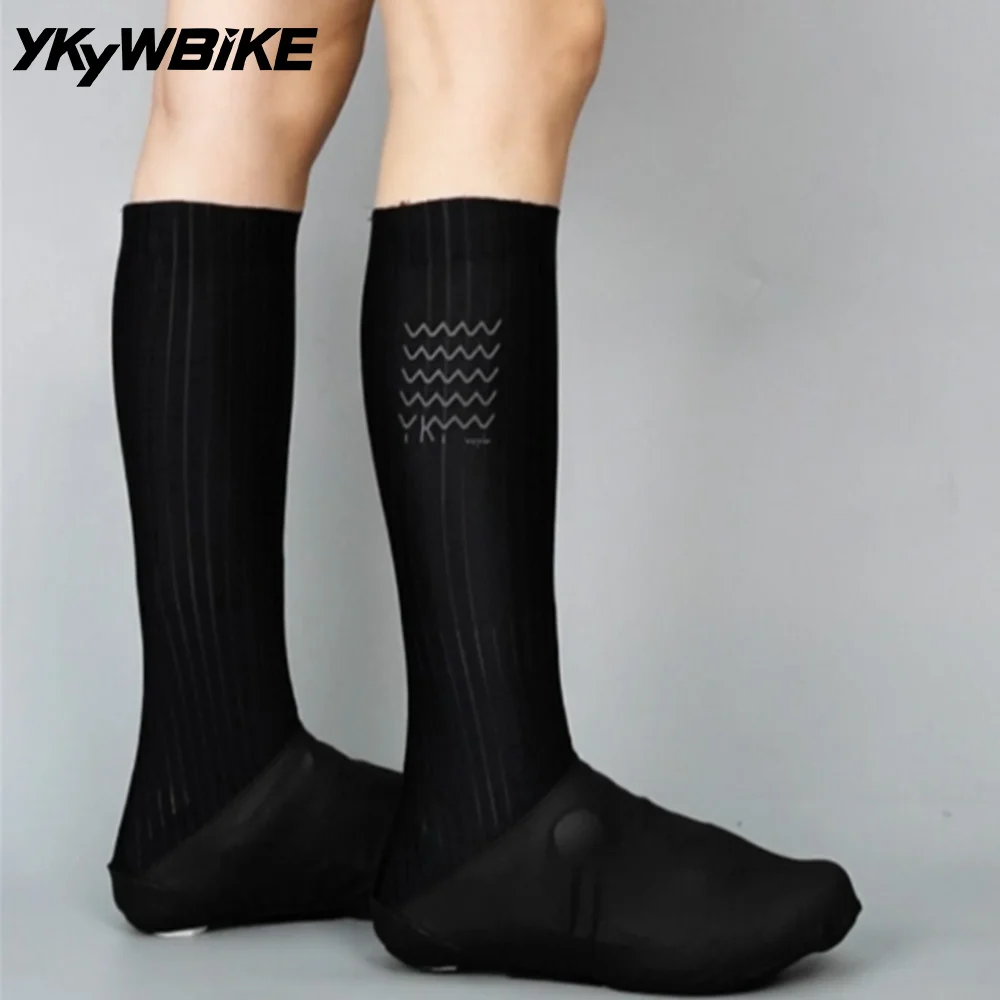 

YKYWBIKE Waterproof Cycling Shoes Cover with Socks New Aero Fabric Pro Team Sports Overshoes Bicycle Accessory