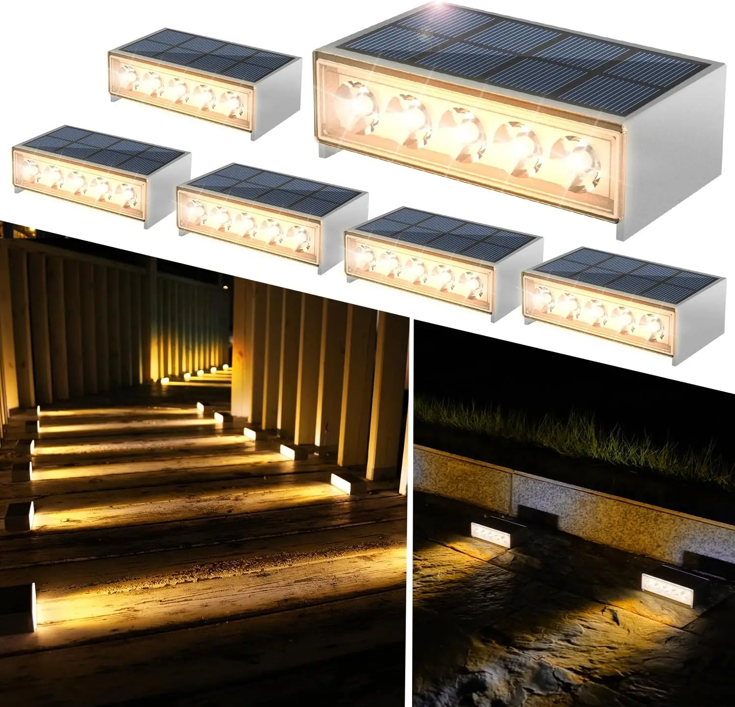 

4/6PCS Solar Stair Light for Outdoor Step Fence Decor IP65 Waterproof 3000K 6000K Garden Deck Pathway House Solar LED Wall Lamp