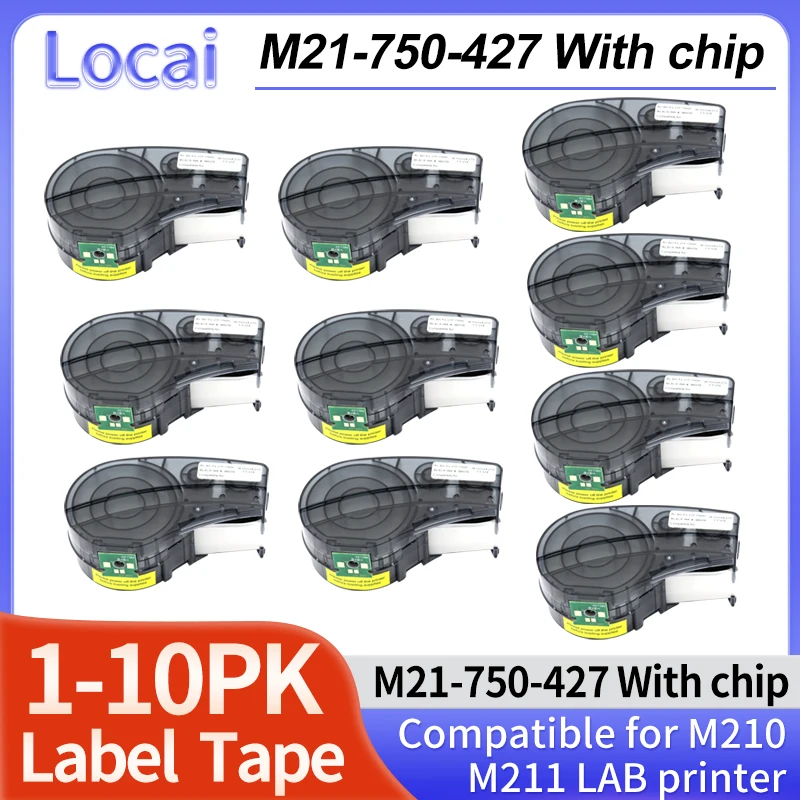 1~20pcs New M21-750-427 With chip Label Cartridge Compatible for M210 M211 M210-LAB Handheld Label Printer Self-Laminating cable