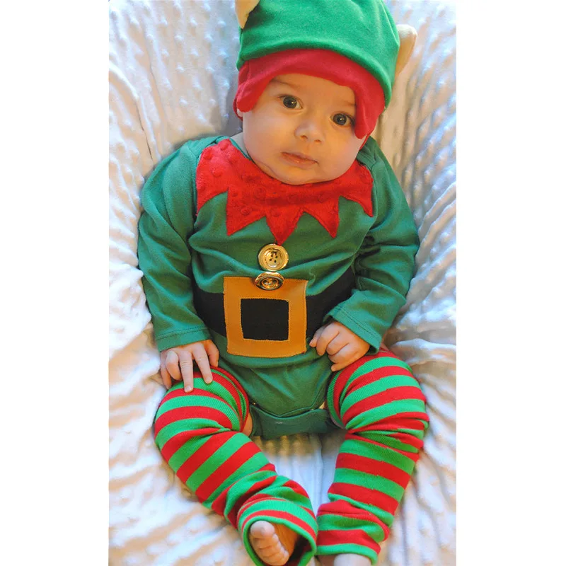 Children's Christmas Long Sleeve Bodysuit New Boys Round Neck Warm Crawling Clothes Girls Cute Casual Party Hoodie Sets 7M-3Y