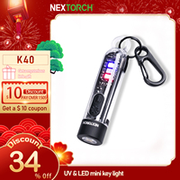 Nextorch K40 Mini Keychain LED Flashlight, Rechargeable Type-C Keyring Light, Super Bright EDC Torch with Pocket Clip Keyring