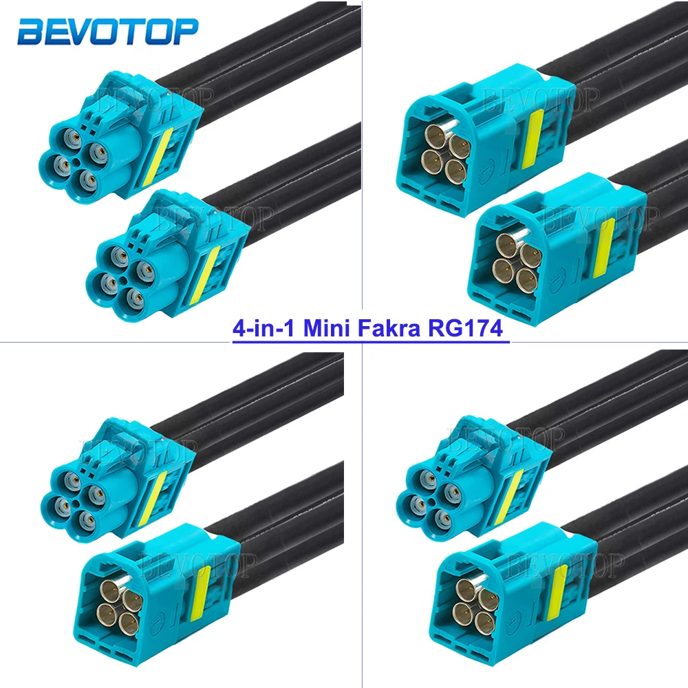 1Pcs Rosenberger Replacement RG-174 Cable 4-in-1 MINI FAKRA Male to Mini FAKRA Female Connector RG174 RF coaxial cable 50 Ohm