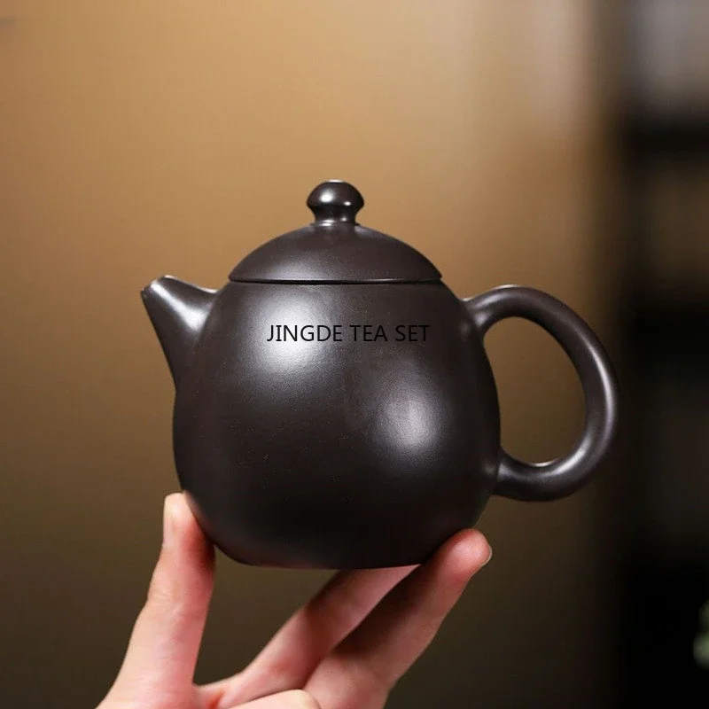 90ml Chinese Yixing Small Capacity Purple Clay Teapot Handmade Dragon Egg Tea Pot Raw Ore Black Mud Kettle Zisha Tea Set Teaware