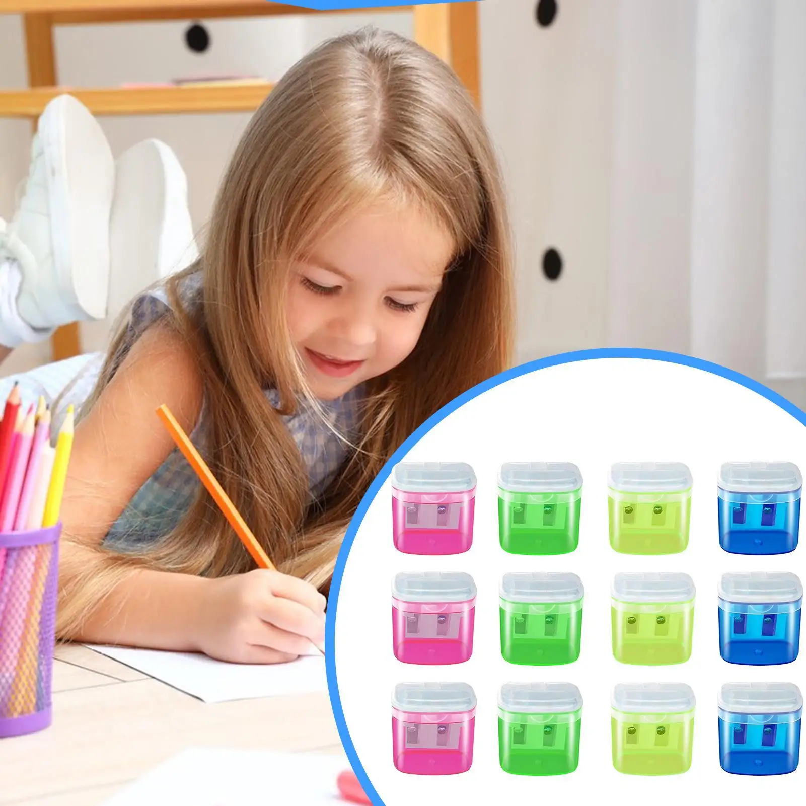 

Ручная точилка для карандашей с двойными отверстиями, детская ручная точилка для карандашей, 12 шт., ручные канцелярские принадлежности, аксессуары для студентов для школы