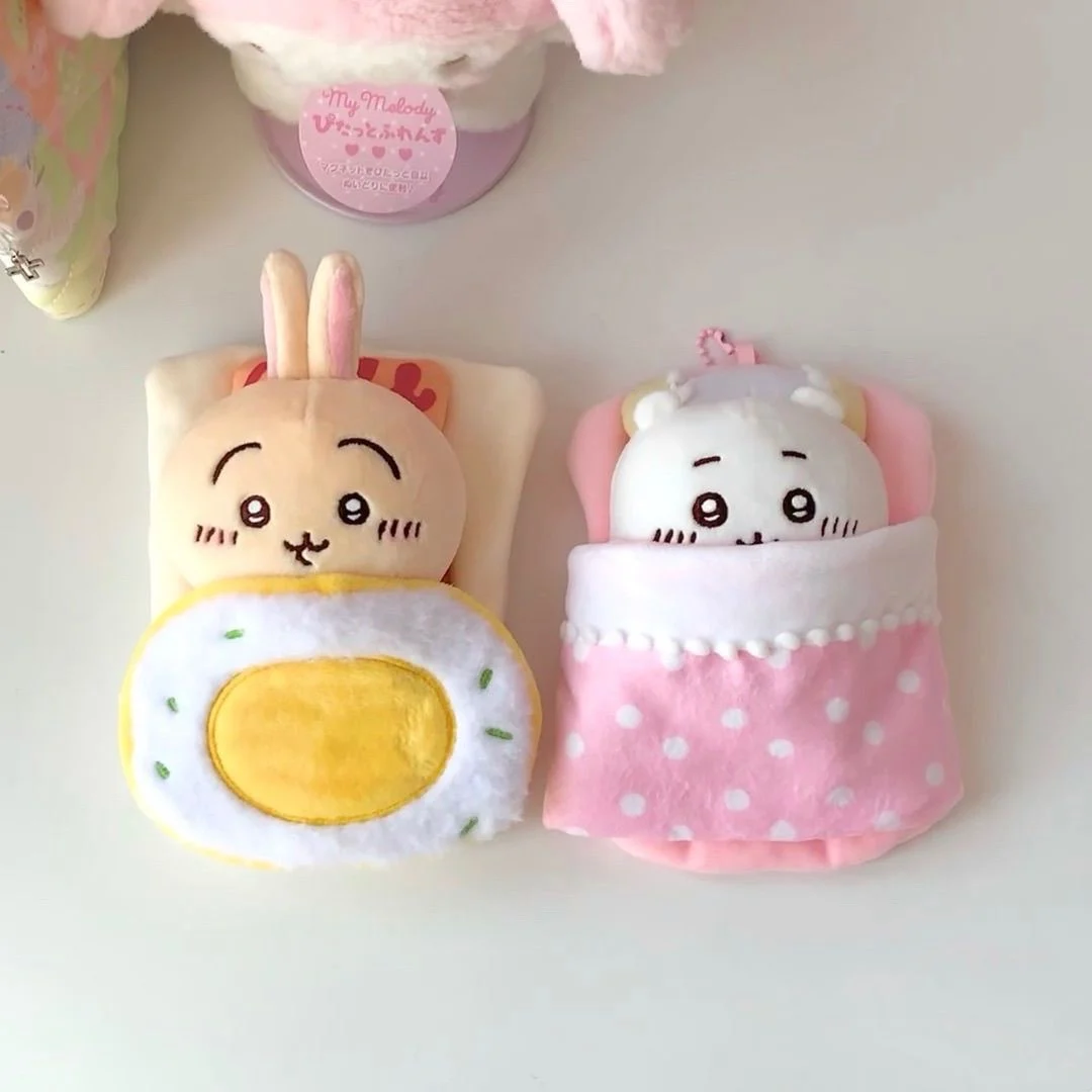 Miniso Lorz Cute Egg Sleeping Bag Chiikawa Baby Clothes Sleeping Bag Cotton Doll Bed Usachi Ordinary Key Tool Plush Toys Gifts