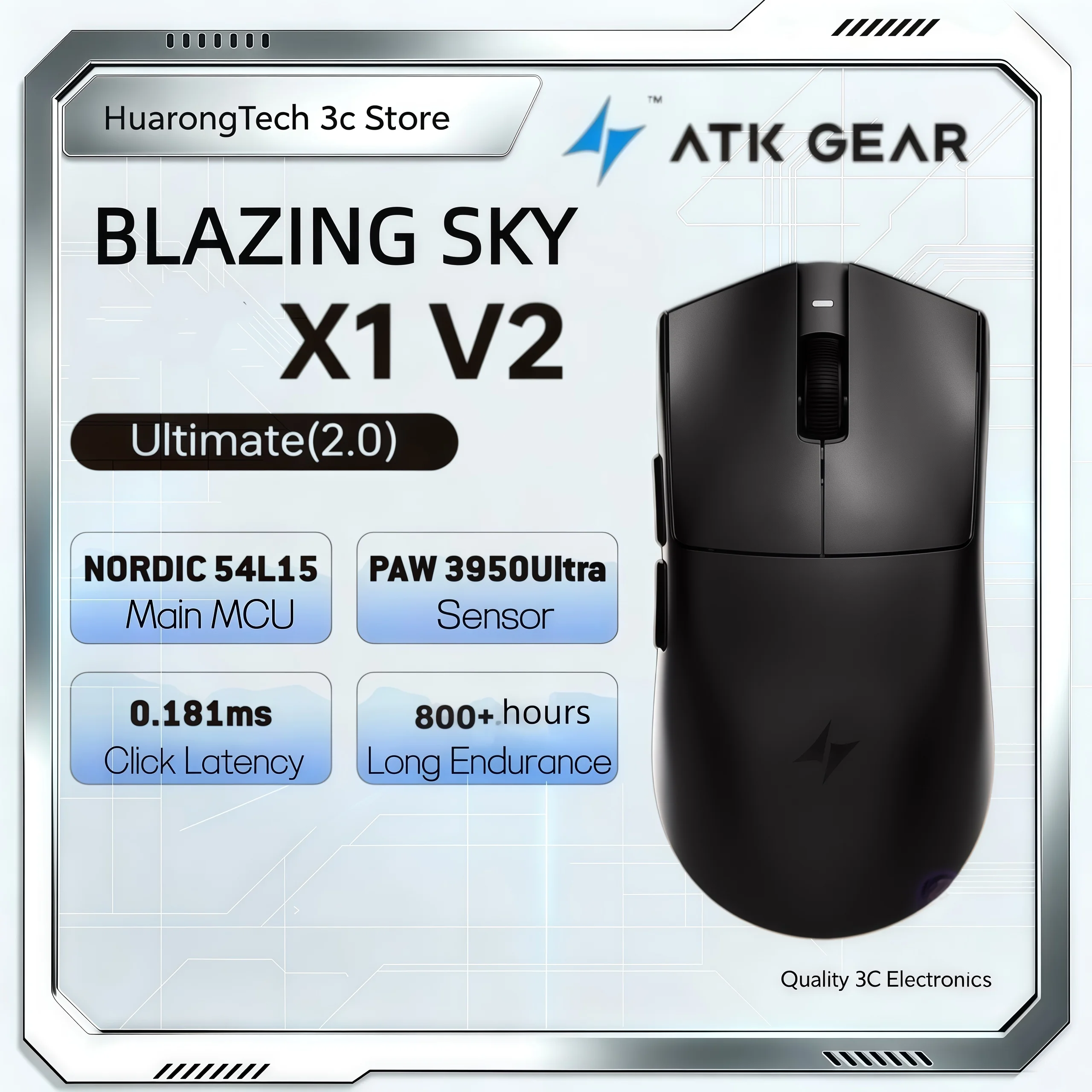 ATK BlazingSky X1V2 Ultimate 2.0 Tri-mode Wireless Mouse Lightweight Game E-sports Ergonomic Hand X1 V2 Master Version Metal Red