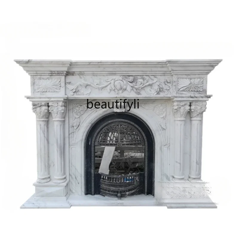 Natural stone jazz white marble fireplace European American Chinese decorative cabinet ornament customization HY