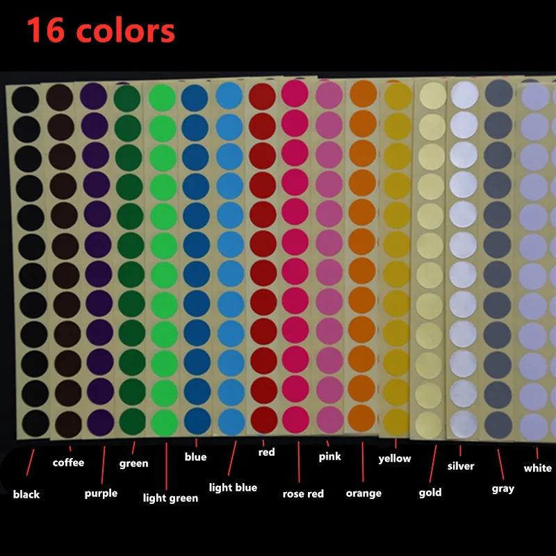 Mix 16 Colors Round Coding Dot Labels Self Adhesive Stickers Office School Supplier Small Circle Dot Price Stickers