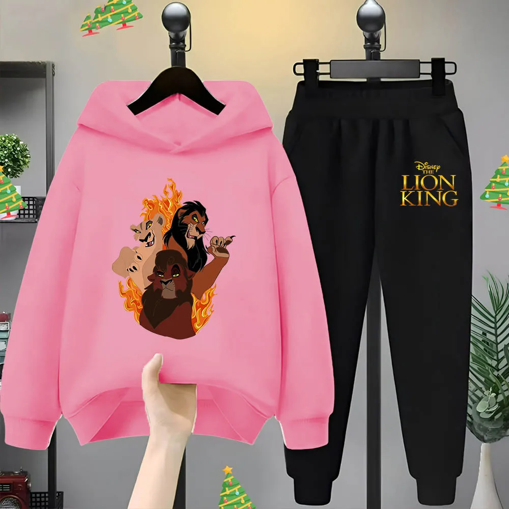 Popular Instagram cartoon Disney Lion King cartoon clothes Boys and girls clothing long sleeve hoodie and sweatpants suit