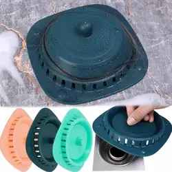 Silicone Floor Drain Cover Durable Anti-odor Press Type Hair Catcher Stopper Strainer Bathroom Accessories