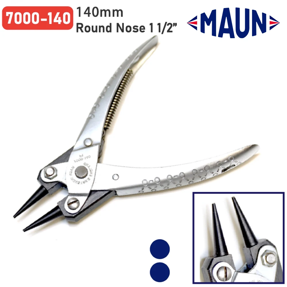 MAUN Round Nose Parallel Pliers 140mm Smooth Jaw Jewelry Loop Making Pliers Spring Return for Forming Consistent Sized Loops