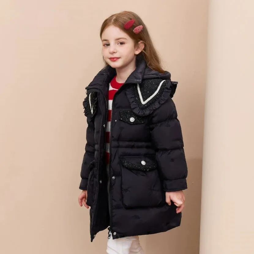 

High-End New children's Down jacket Fashion Thicker Warm Hooded Windproof Outerwear Girls Winter Coats A4173