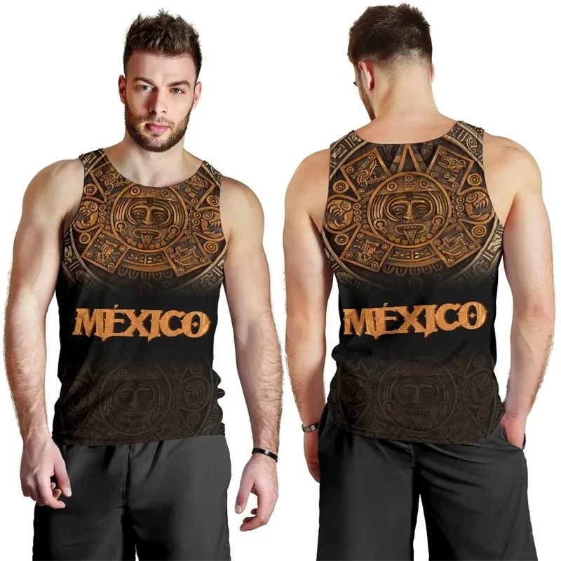 Immagine 6: Messico Flag Map 3D Printed Beach Tank Top per uomo abbigliamento Aztec Warrior Eagle quetzincalatl Vest National Emblem gilet maschile