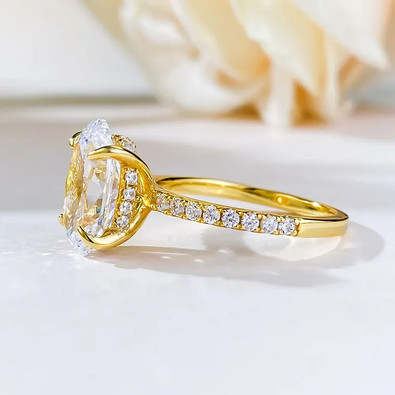 14K Gold Oval Lab Diamond Ring 100% Real 925 Sterling Silver Engagement Wedding Band Rings for Women Bridal Promise Jewelry