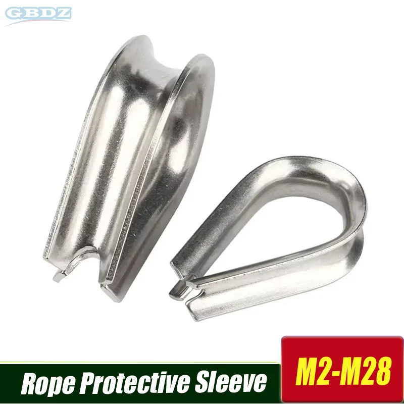 

M2 M3 M4-M28 304 Stainless Steel Cable Wire Rope Protective Sleeve Thimbles Rigging Chicken Heart Ring Fixing Workpiece 1/2/5 PC