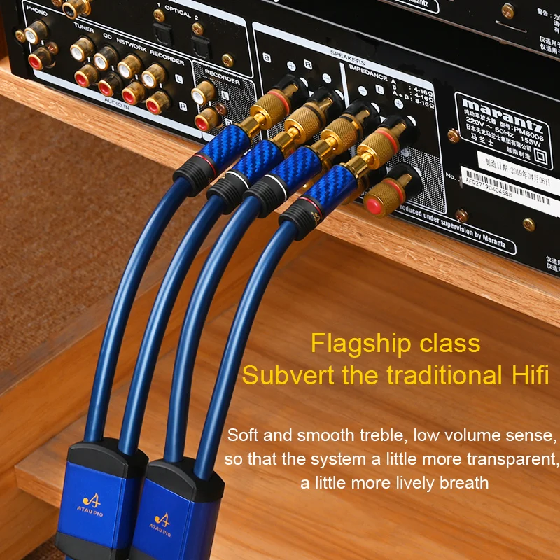 Alta fidelidade prata-banhado cabo alto-falante amplificador de alta qualidade alto-falante de áudio cabl com banana e plugue y