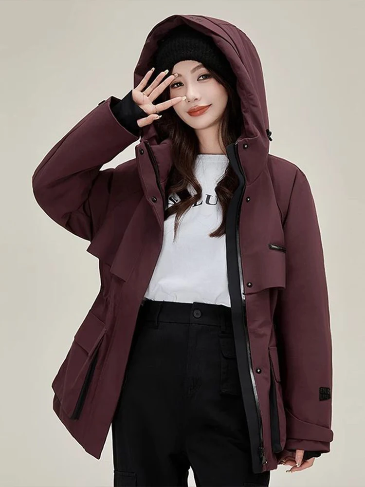 Women's Winter Thickened Long Parka Cotton Jacket Warm Coat Zipper Closure Korean Style Casual Fashion Online Exclusive