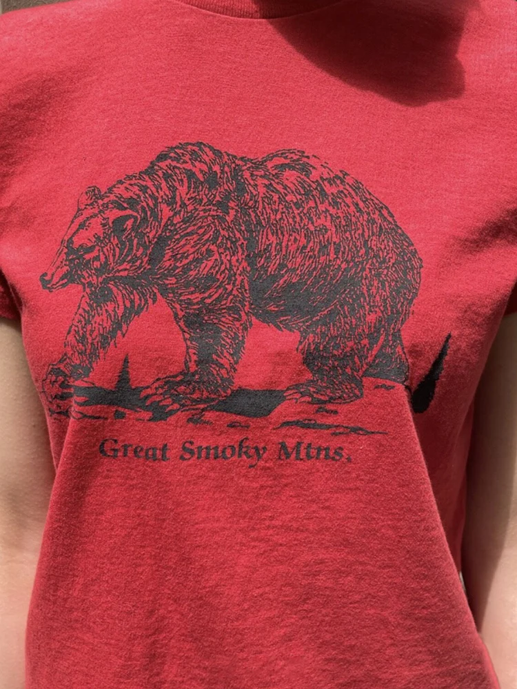 Polar Bear Print Cotton Tees donna Summer Red girocollo Streetwear t-shirt manica corta Casual Harajuku Vintage Cute Tops 2023