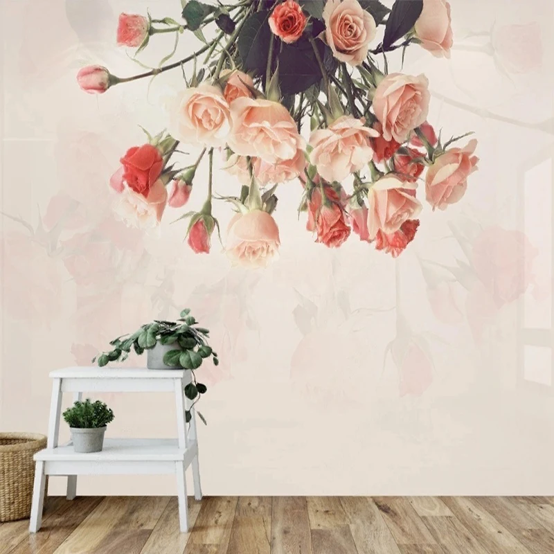 

Настенная роспись на заказ, декоративные обои, современный минималистичный романтический цветочный лист, роза, модный фон, домашний декор для стены
