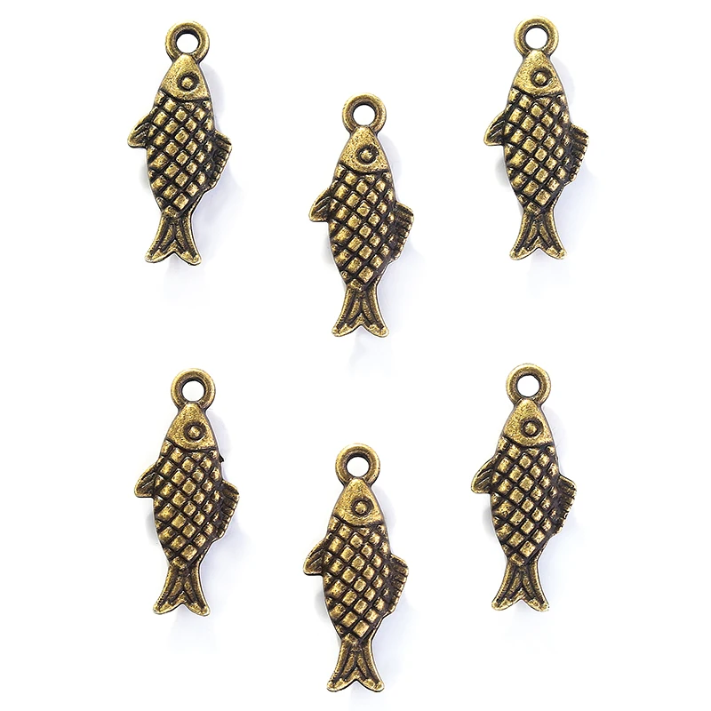 30pcs 5color Antique Sliver animal fish Charm DIY metal charms for jewelry making 20*9mm D705