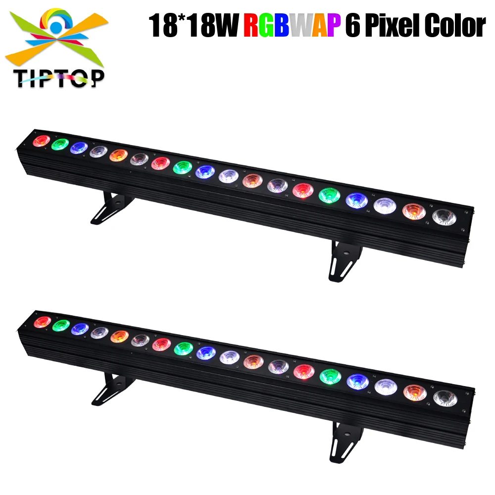 

TIPTOP 18x18W Pixel Indoor Led Wall Washer Light RGBWAP 6IN1 Color 100cm Long Bar Light DMX512 Led Individual Control Sound Auto