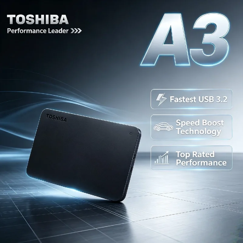 Toshiba Canvio Basics A3 500GB 1TB 2TB USB 3.0 Portable External Hard Drive Matte Black High Speed Backup Pro Ultra