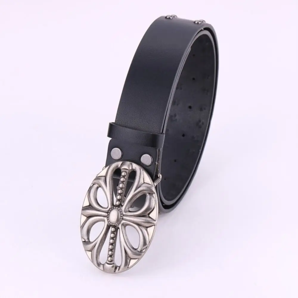 Skeleton Head Bohemian Style Belt Vintage Hip Hop Punk Leather Belt Riveted Pants Bands Y2K Style