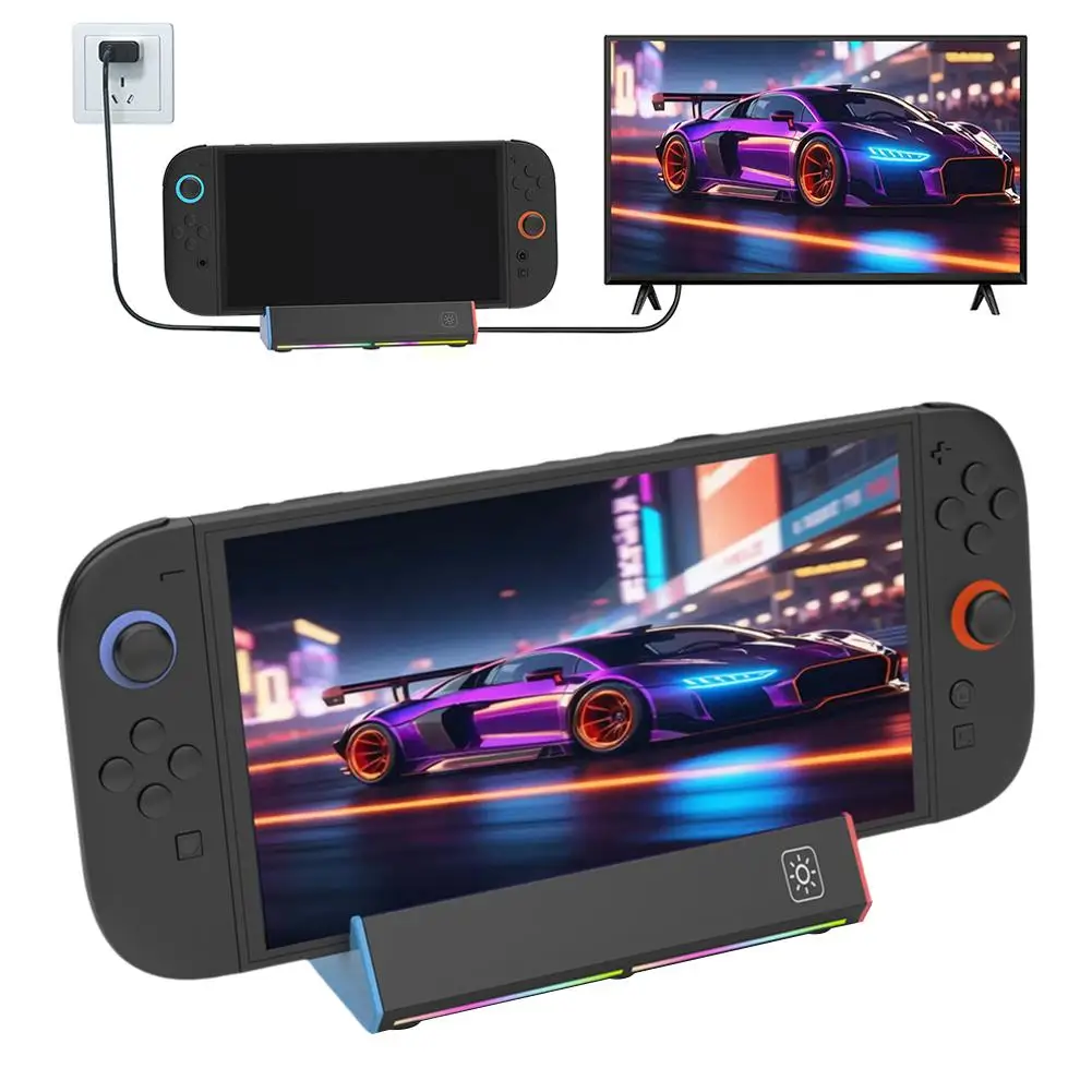 RGB ポータブルドッキングステーションベーススイッチ 2 ドック HDMI 互換アダプタ/タイプ C/USB ポートスイッチ 2 アクセサリー