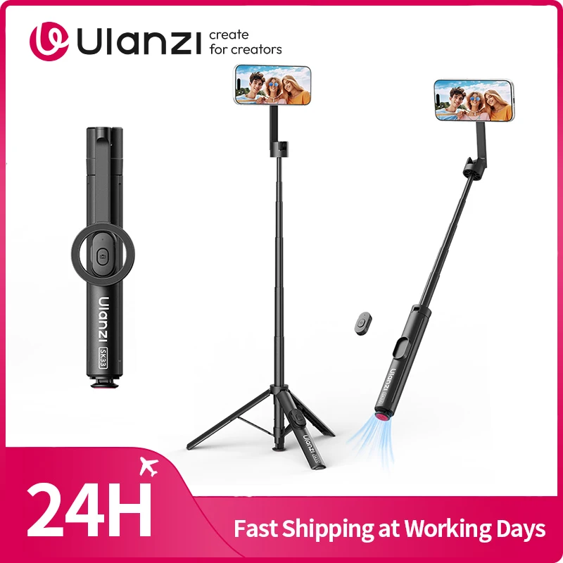 Ulanzi SK33 Auto-Open Magnetic Selfie Stick Ground Tripod for iPhone 18 17 16 15 for Smartphones Portable Tripod for Travel