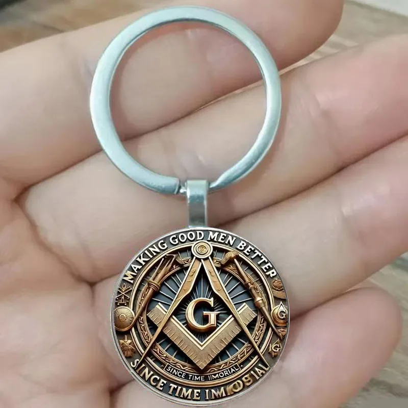 سلسلة مفاتيح مسطحة من سبائك الزنك مستوحاة من الرجعية مع عيار وسلسلة مفاتيح "الإيمان والأمل" #1