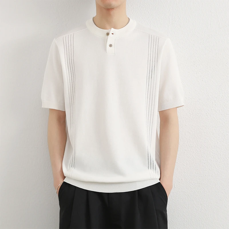 

2026 New Style Men's Knitted Short-Sleeved T-Shirt - Casual, Fashionable and Comfortable